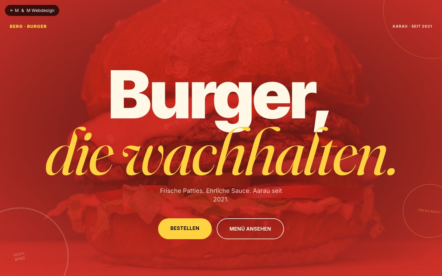 Buns & Bites, eigenes Website-Konzept
